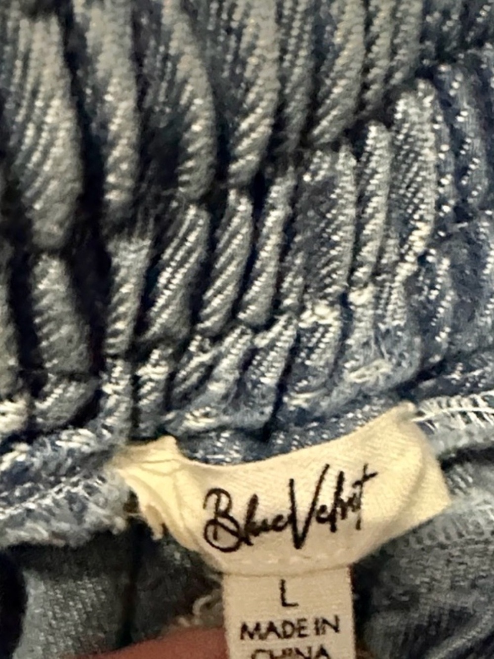 Blue Velvet Denim Patchwork Drawstring Jeans - Picture 9 of 9